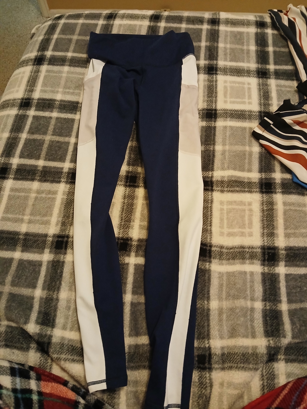 Fabletics Navy and White Panel Leggings for Women